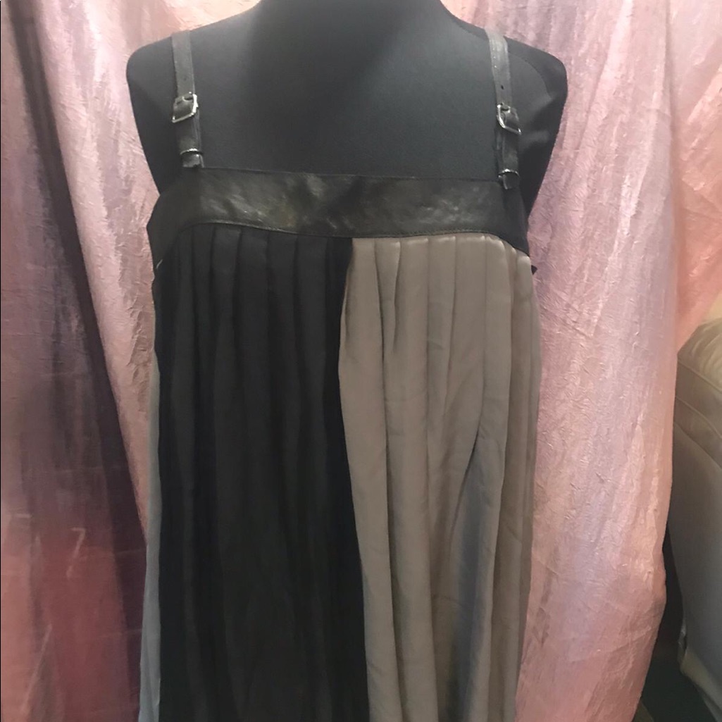 Lovely Aristocracy Pleated Dress W/ Leather Straps